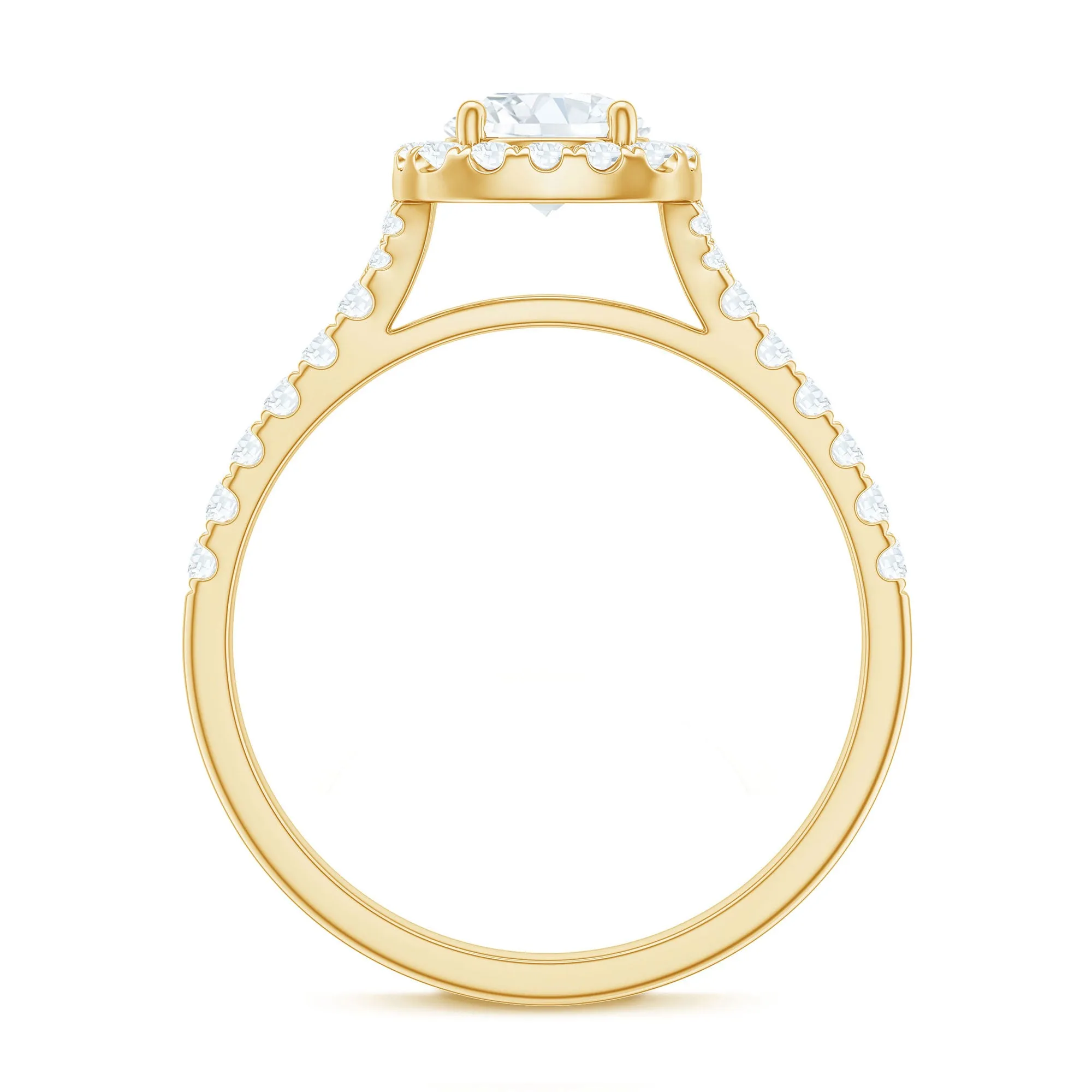 1.50 CT Designer Floating Halo Zircon Engagement Ring in Gold