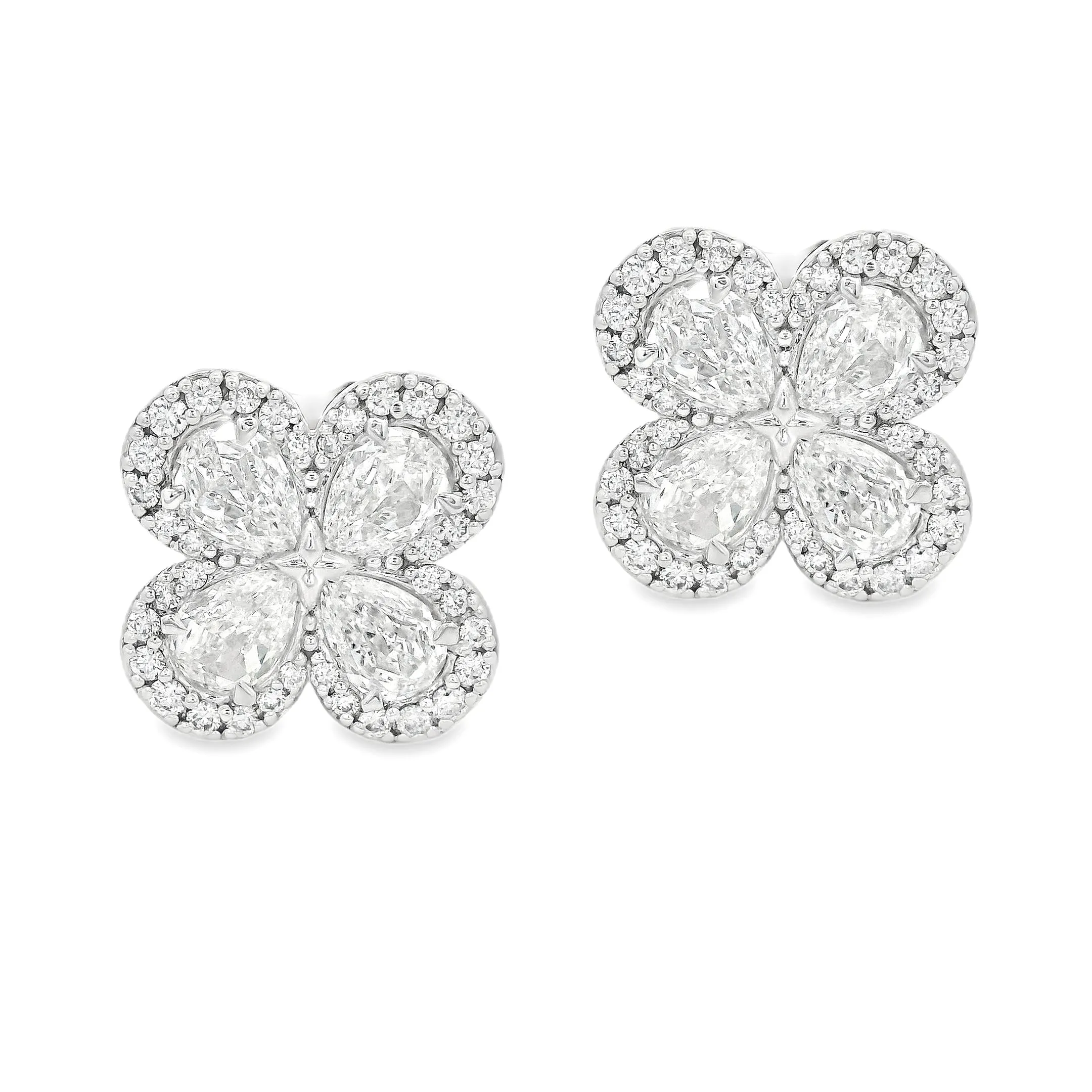 1.89ct 14k White Gold Diamond Flower Earrings