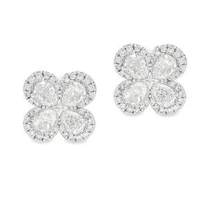 1.89ct 14k White Gold Diamond Flower Earrings