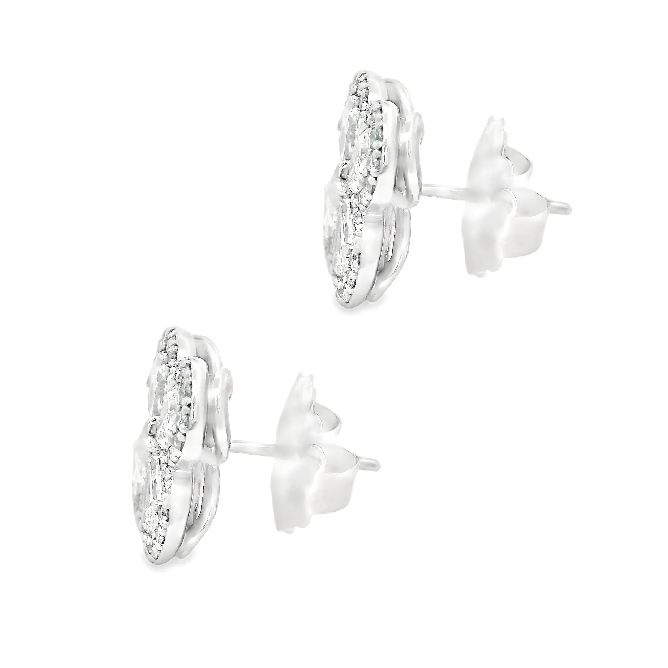 1.89ct 14k White Gold Diamond Flower Earrings