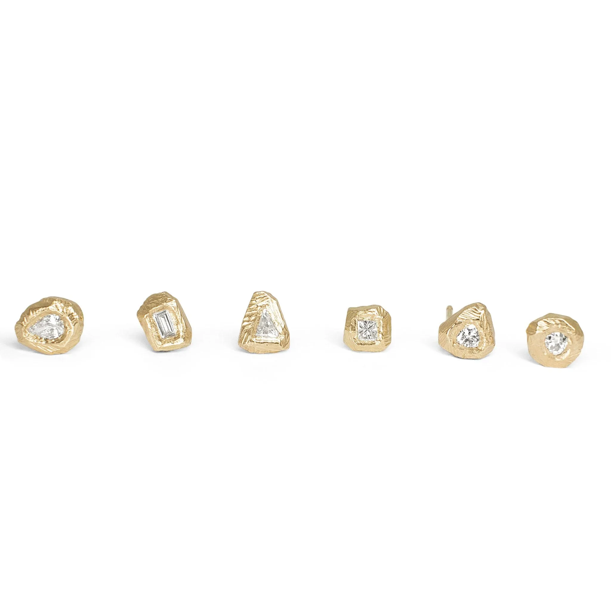 18K Melee Carved Mini Diamond Studs - Triangle