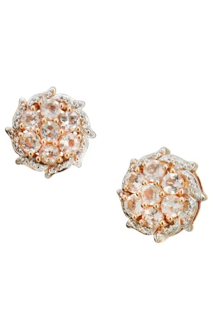 18K Rose Vermeil 1.65Gtw Morganite/Wht Zircon Earrings