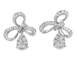 18K Stunning Diamond Bow Drop Earrings