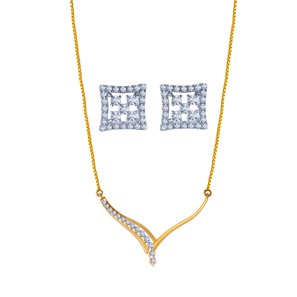 18k Stunning Diamond Pendant And Earrings Set