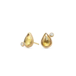 18K Teardrop Satellite Earrings in Yellow Sapphire