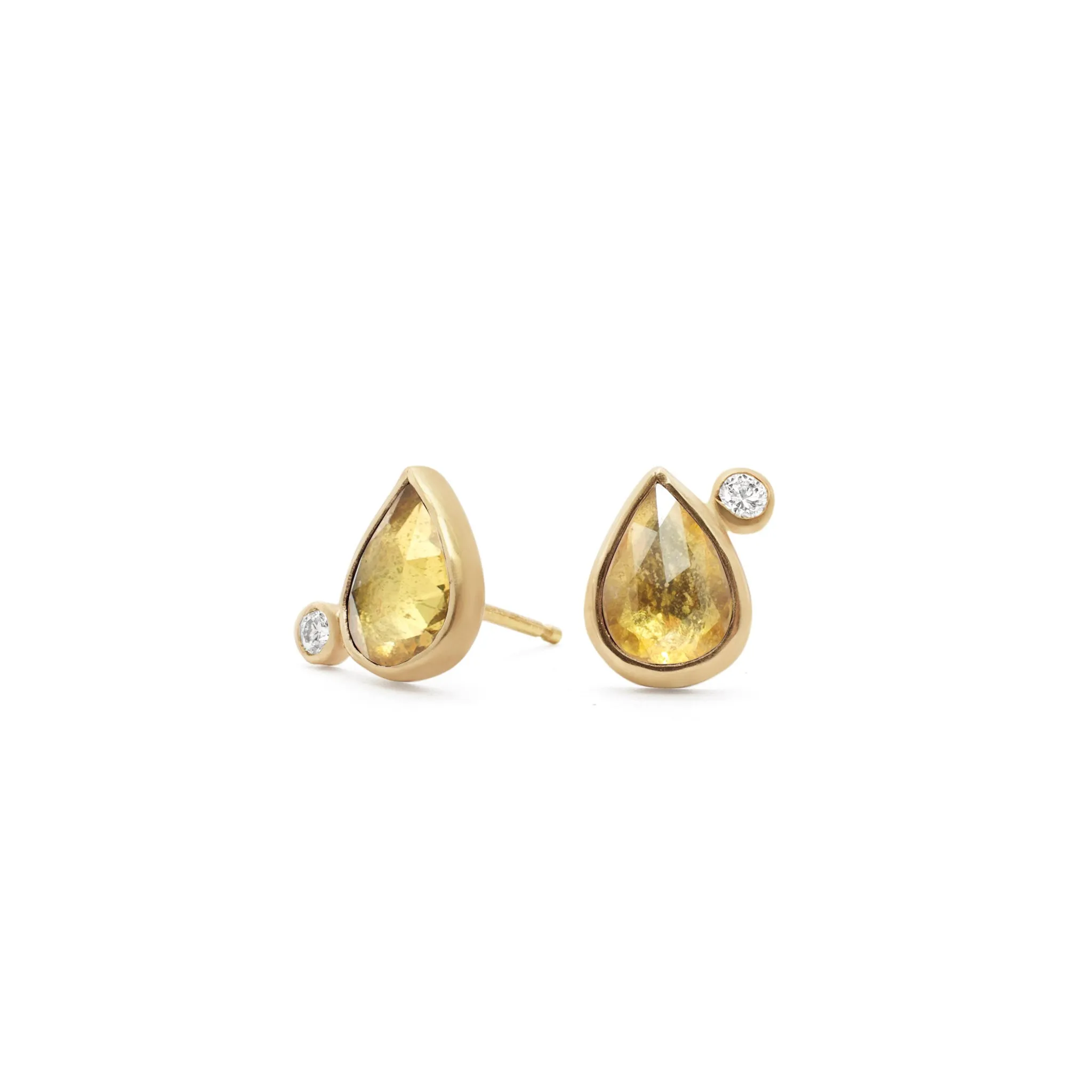 18K Teardrop Satellite Earrings in Yellow Sapphire