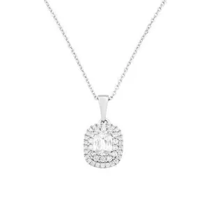 18k White Gold Cushion Cut Diamond Pendant 1.32 Ctw