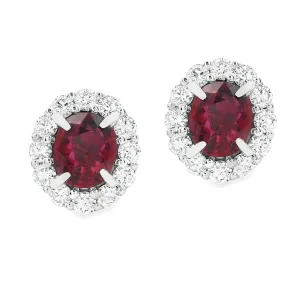 18k White Gold Diamond & Ruby Earrings