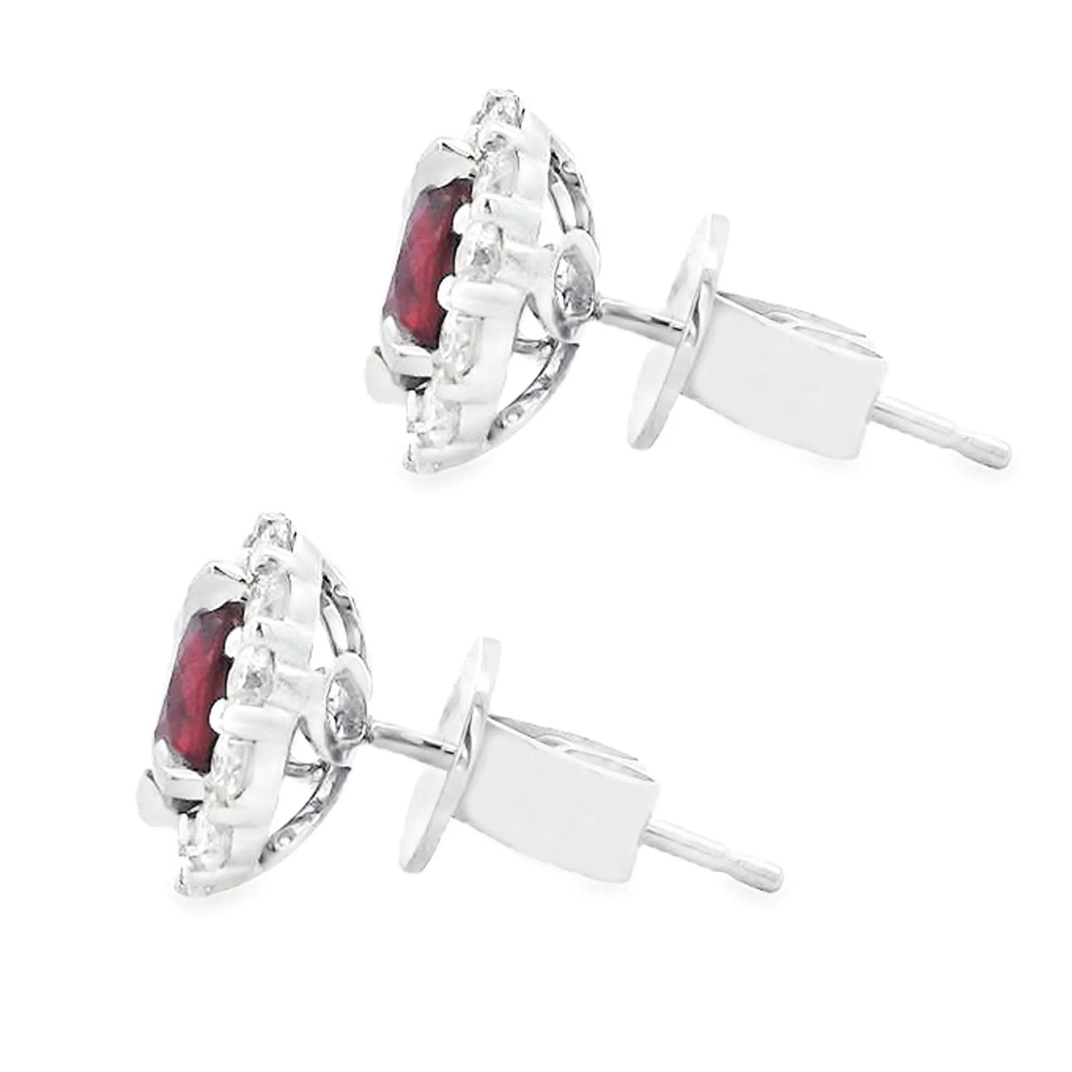 18k White Gold Diamond & Ruby Earrings