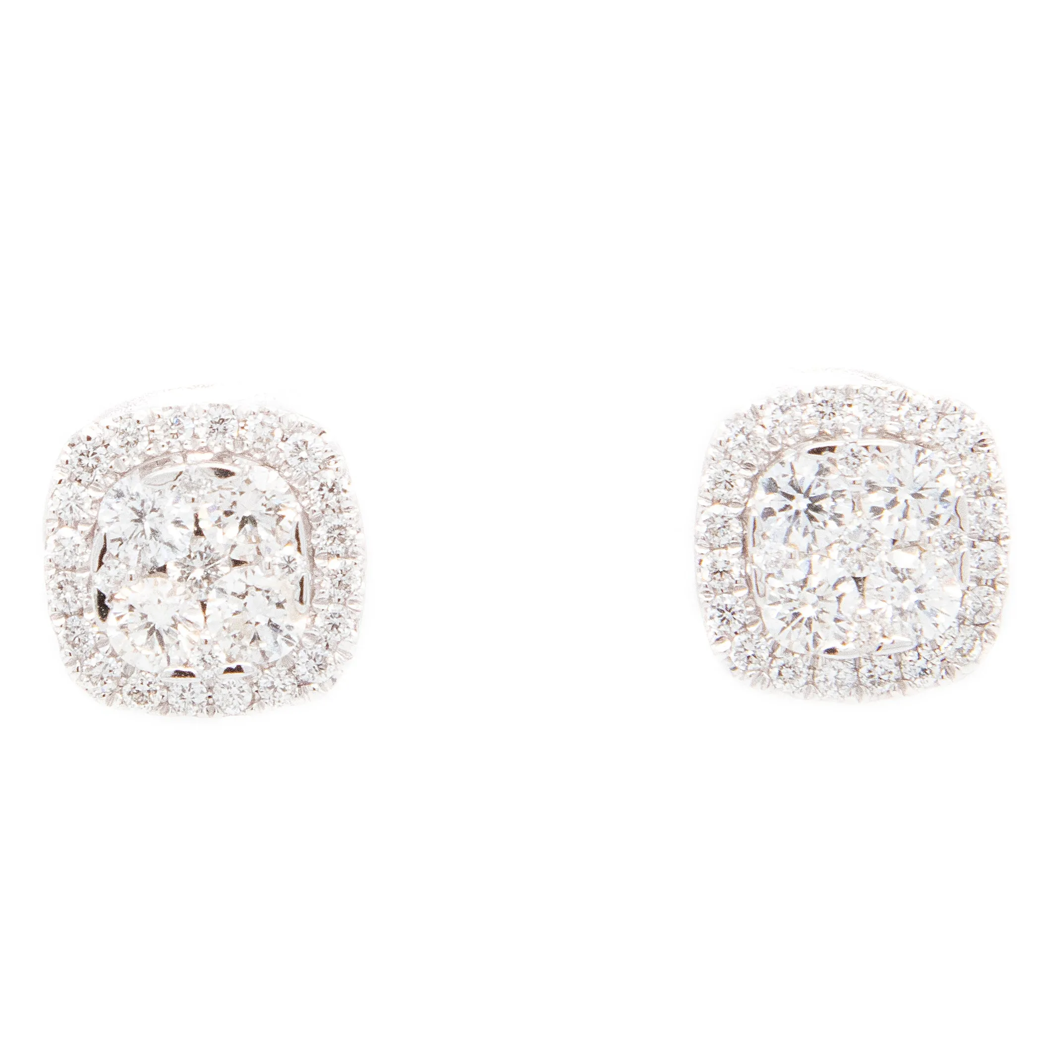 18k White Gold Diamond Cluster Studs