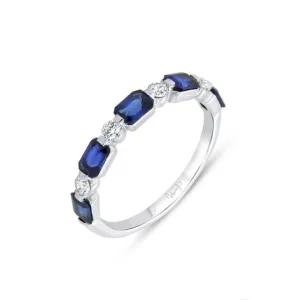 18KW Rectangular Sapphire and Diamond Ring