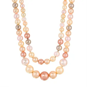 1928 Jewelry Rosabella Multicolor Double Faux Pearl Strand Necklace 18"   3" Extender