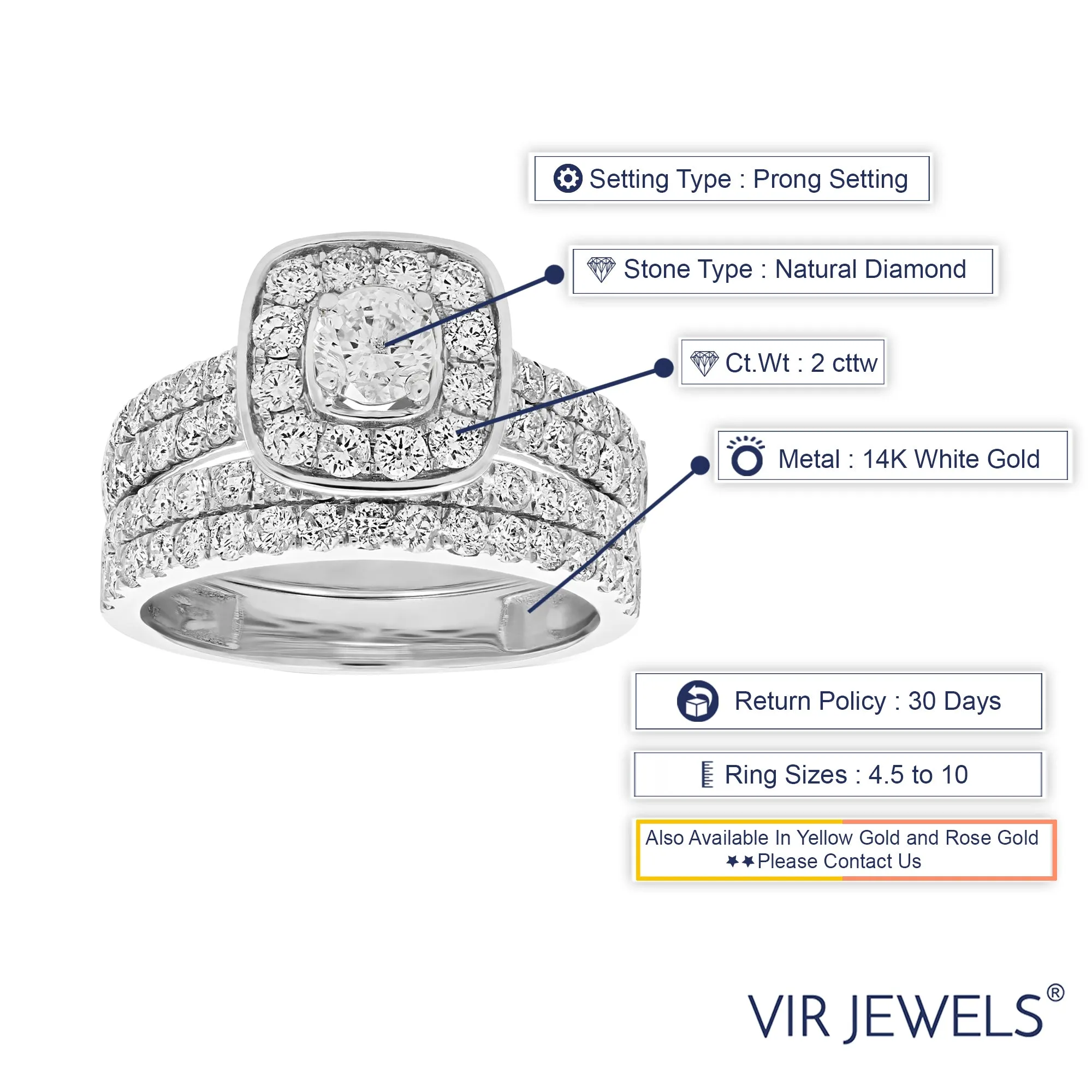 2 cttw Diamond Wedding & Engagement Rings Set