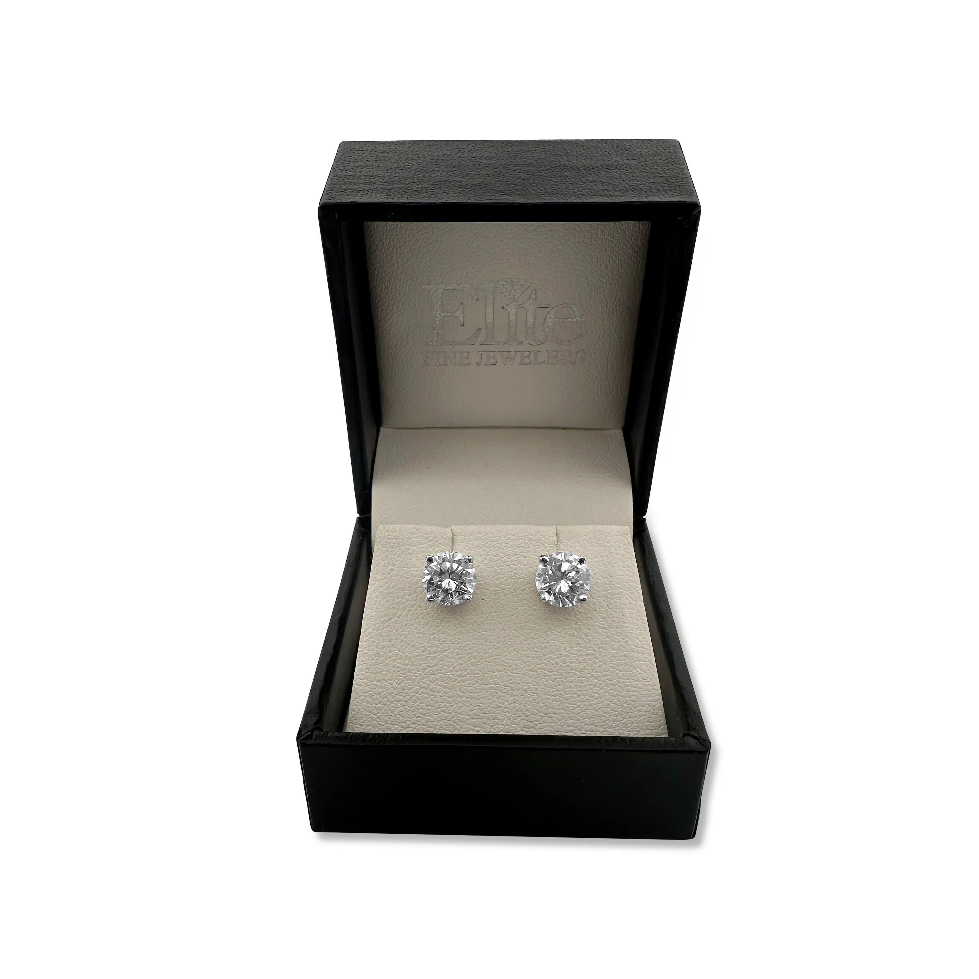 2.06ctw Round Brilliant Natural Diamond Stud Earrings in 14k White Gold