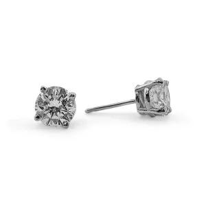 2.06ctw Round Brilliant Natural Diamond Stud Earrings in 14k White Gold