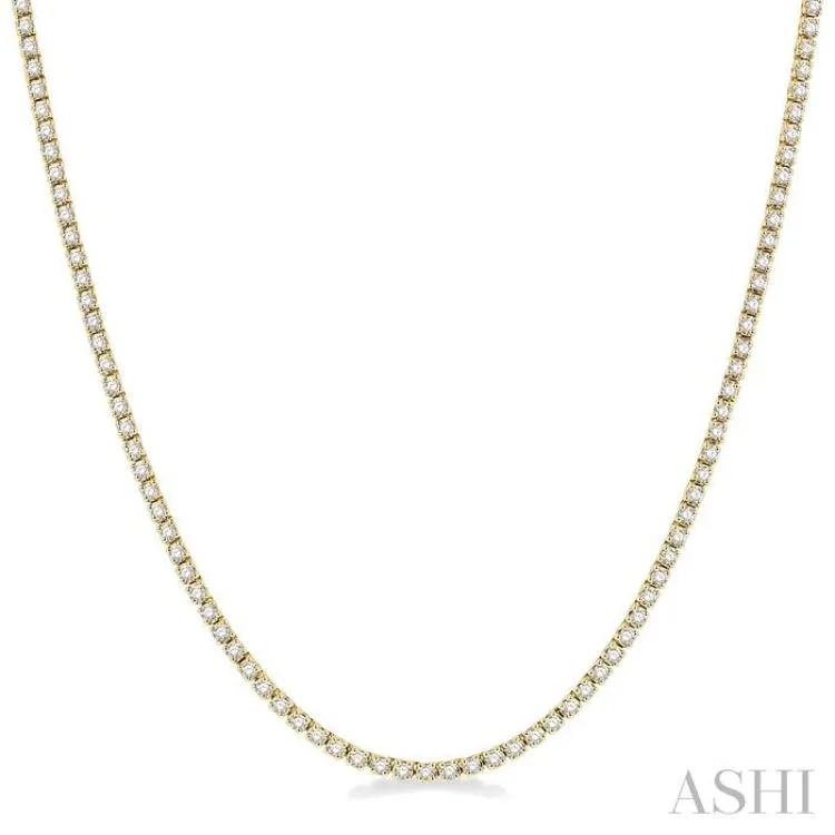 3 Ctw Round Cut Diamond Tennis Necklace in 14K Yellow Gold