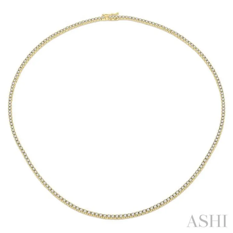 5 Ctw Round Cut Diamond Tennis Necklace in 14K Yellow Gold