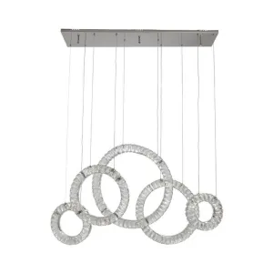 5 Hoop Crystal Progression Chandelier // Chrome