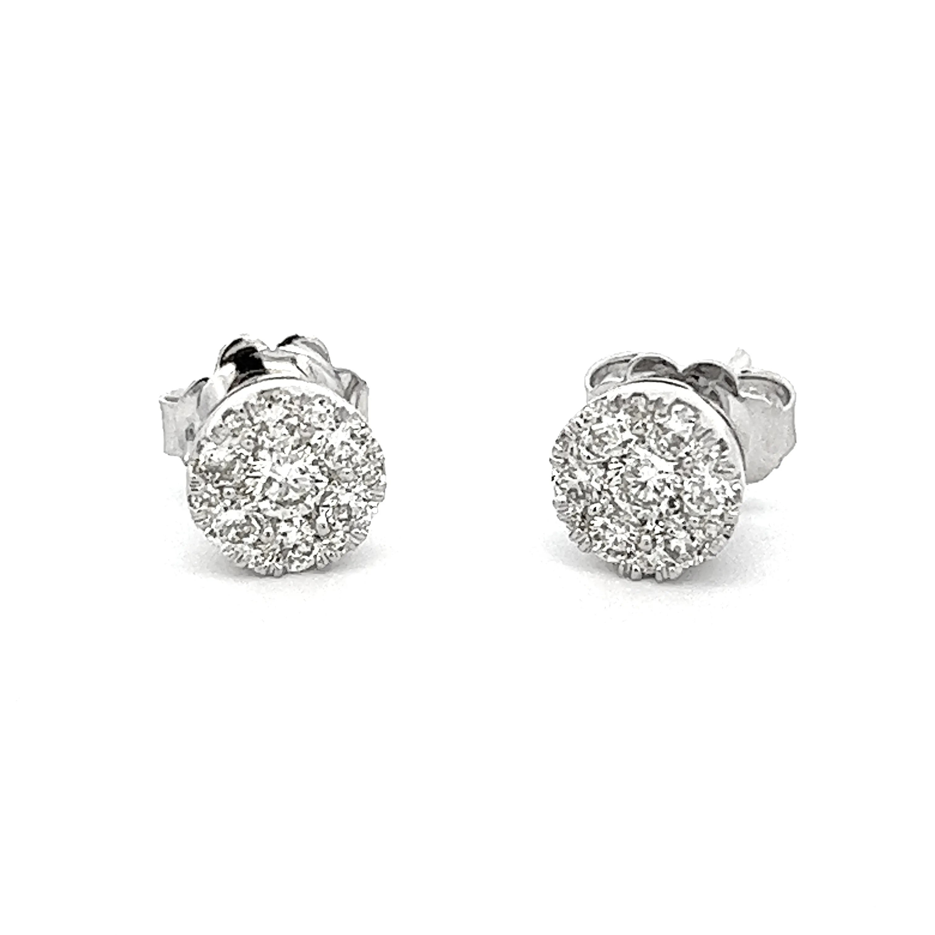 .50ct 14k White Gold Diamond Cluster Earrings