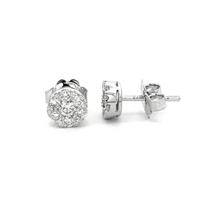 .50ct 14k White Gold Diamond Cluster Earrings