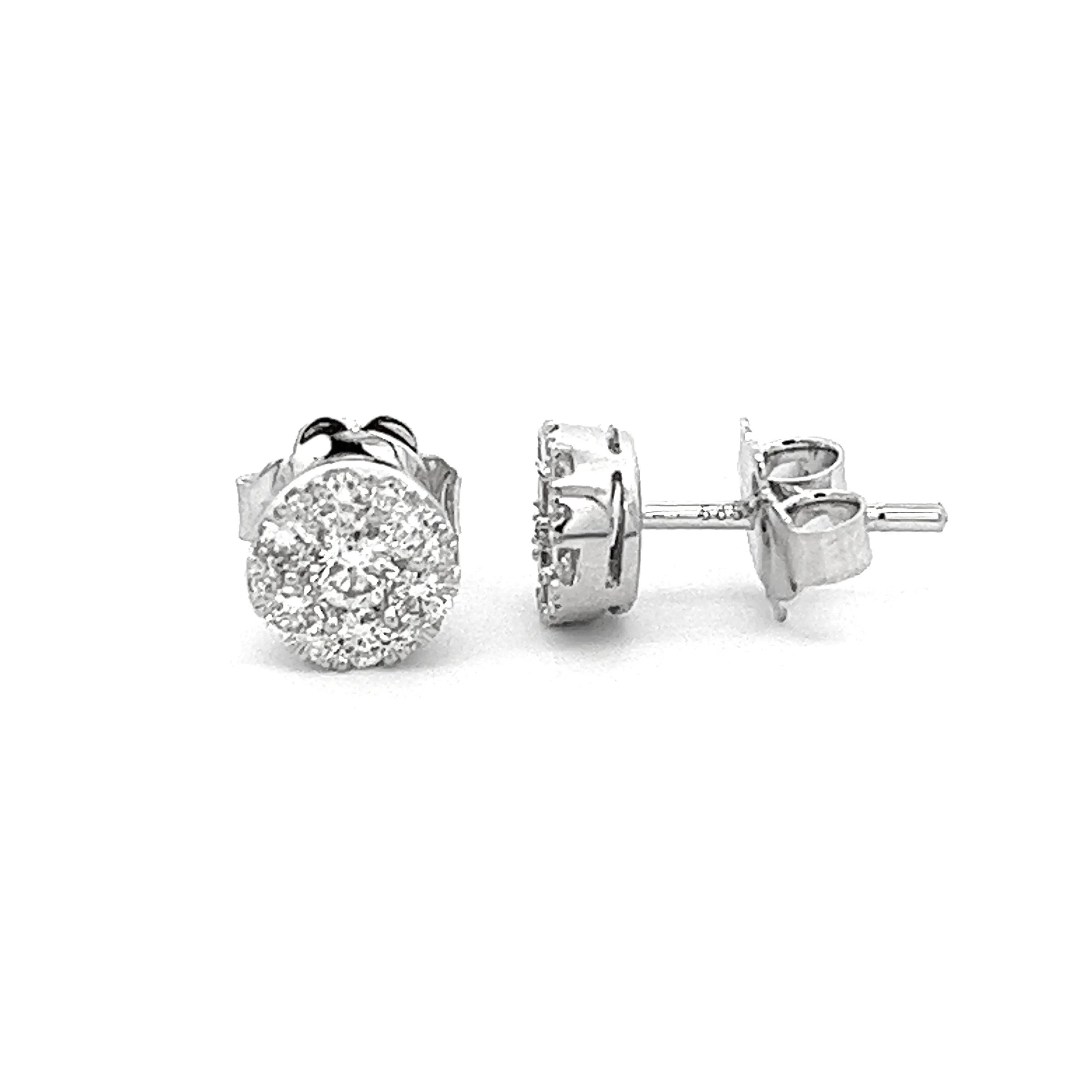 .50ct 14k White Gold Diamond Cluster Earrings