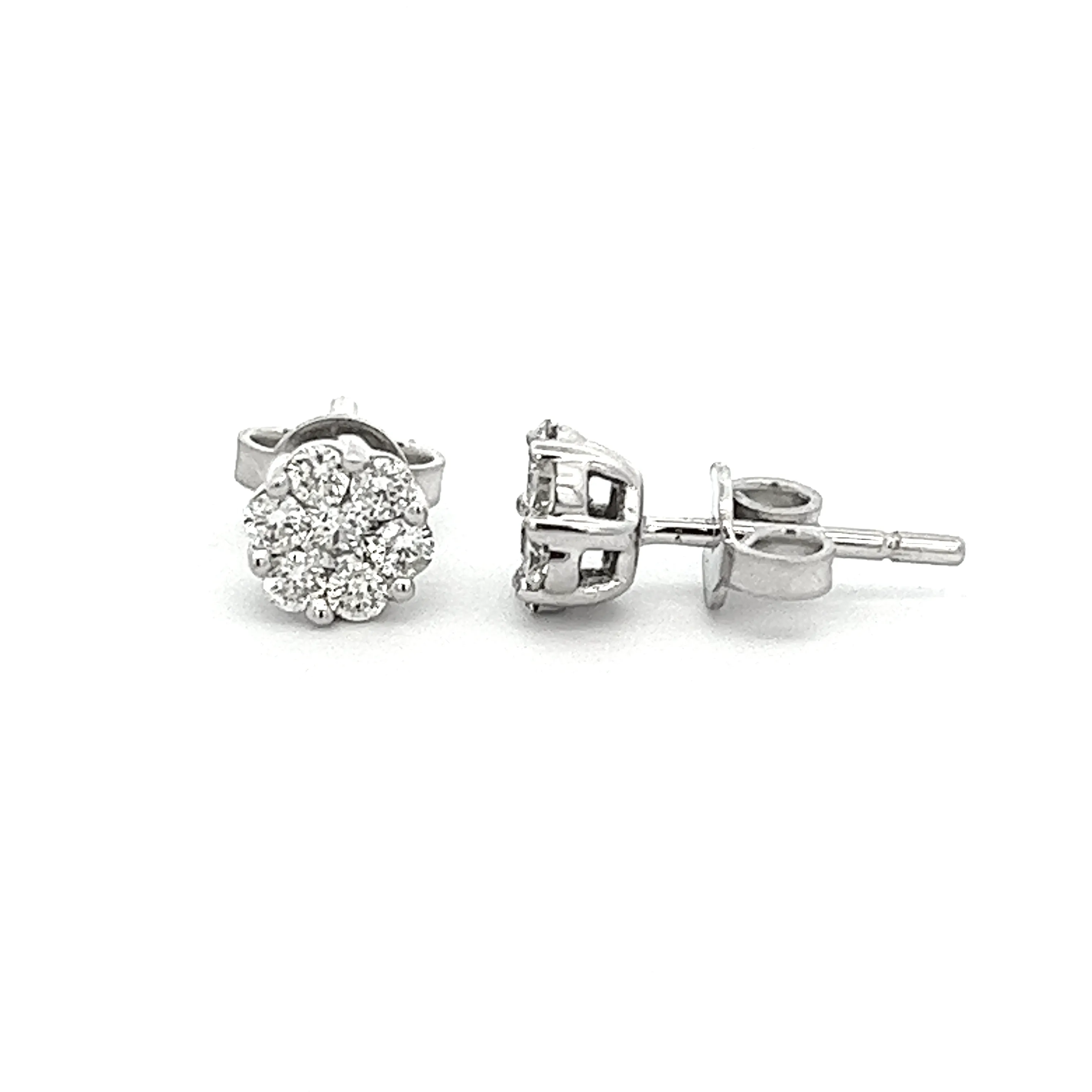 .70ct 14k White Gold Diamond Cluster Earrings