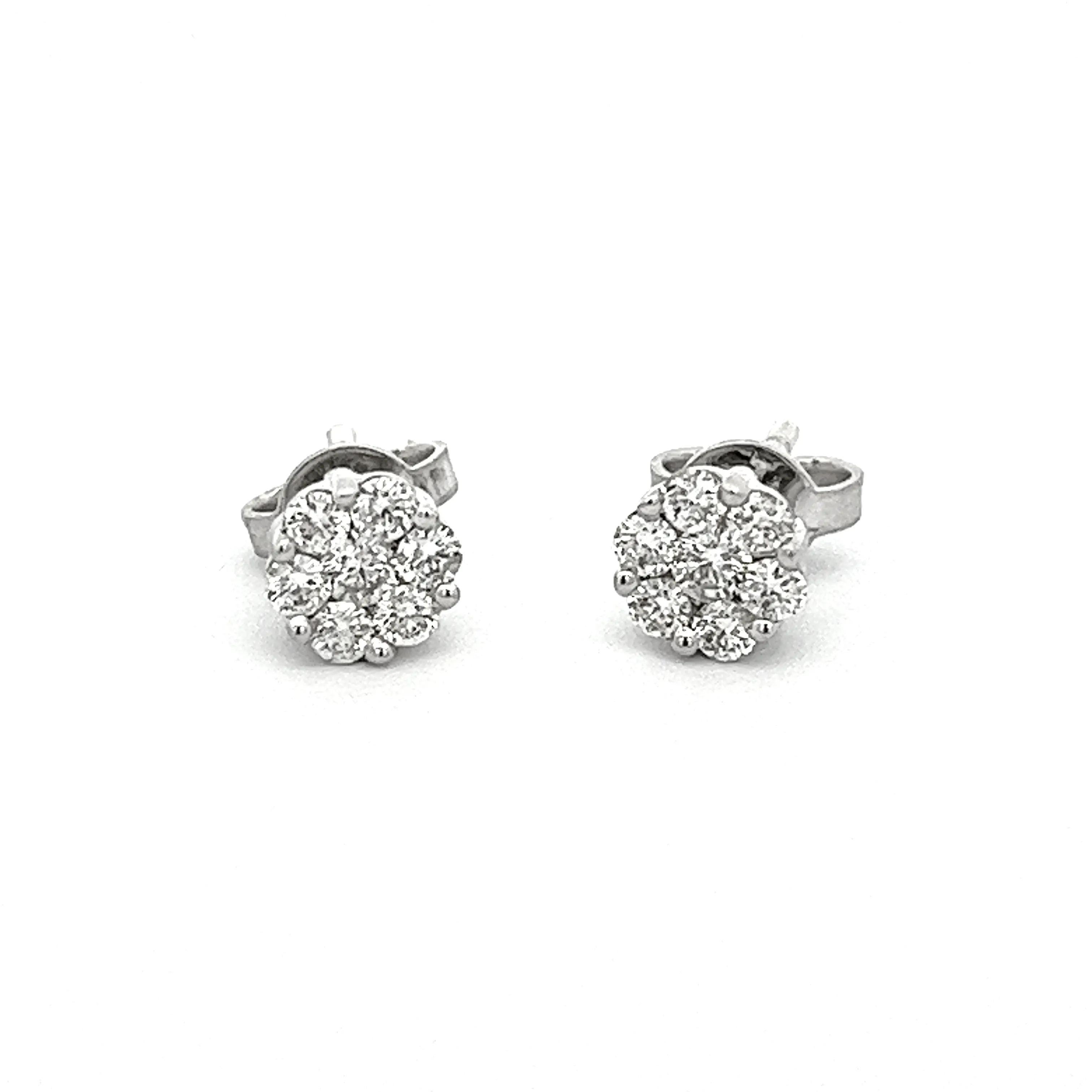 .70ct 14k White Gold Diamond Cluster Earrings