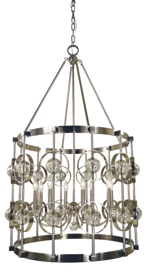 8-Light Ephemeris Foyer Chandelier - Luxurious Crystal Elegance in Polished Nickel Finish, USA Made