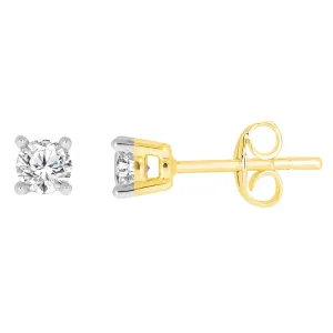 9ct Yellow Gold 1/3 Carat Diamond Stud Earrings