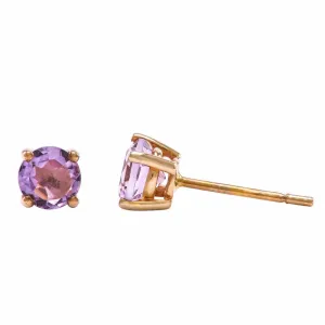 9ct Yellow Gold Amethyst Stud Earrings