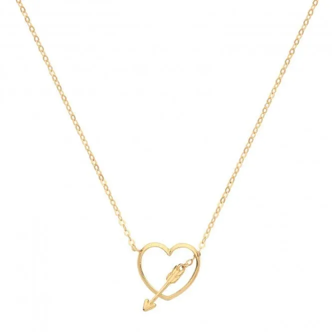 9ct Yellow Gold Heart With Arrow Charm Necklet NK1606