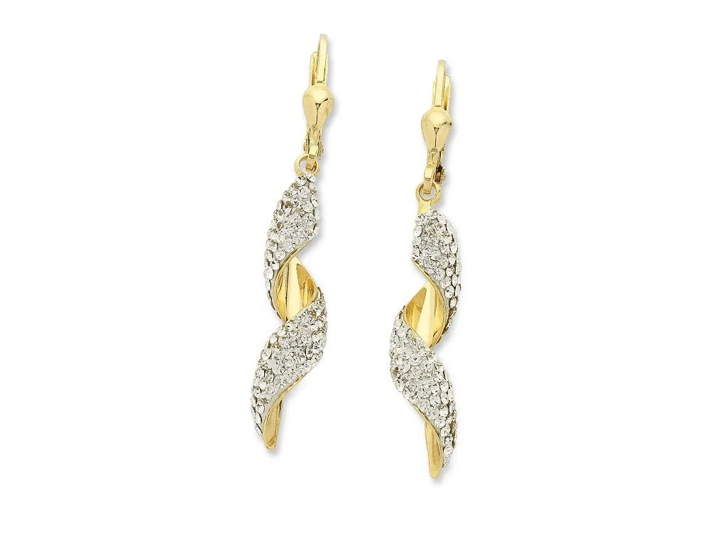 9ct Yellow Gold Silver Infused Swirl Earrings