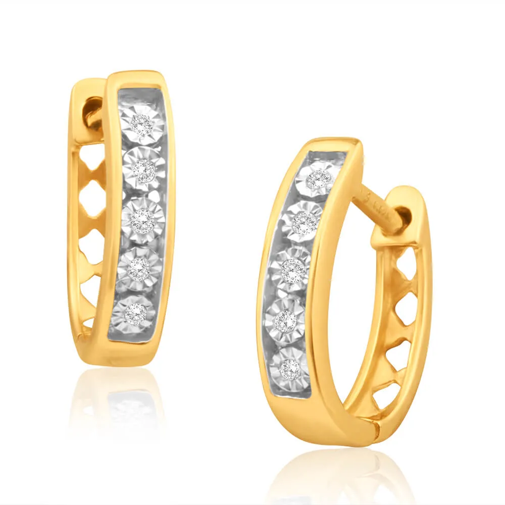 9ct Yellow Gold Sublime Diamond Hoop Earrings