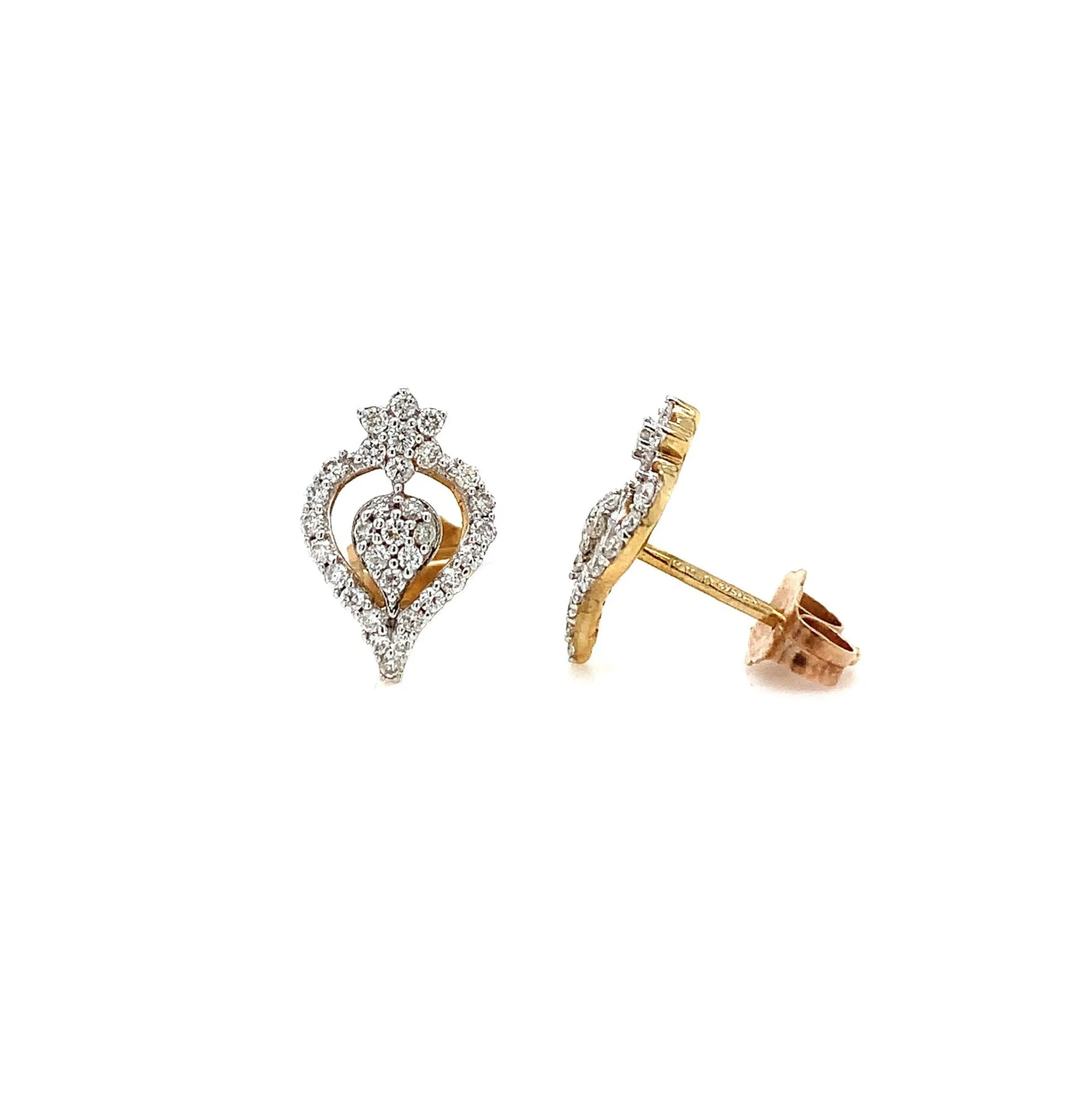 9K Yellow Gold 0.34ct Diamond Paisley Cluster Stud Earrings