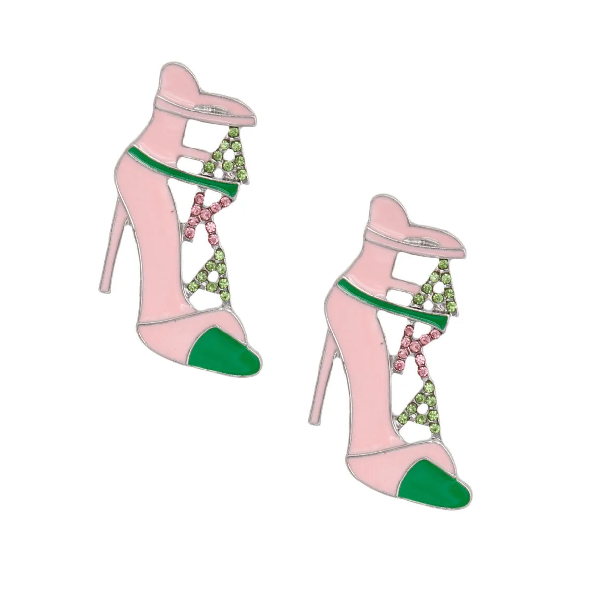 AKA Alpha Kappa Alpha Inspired Earrings Pink Green AKA Heel Studs