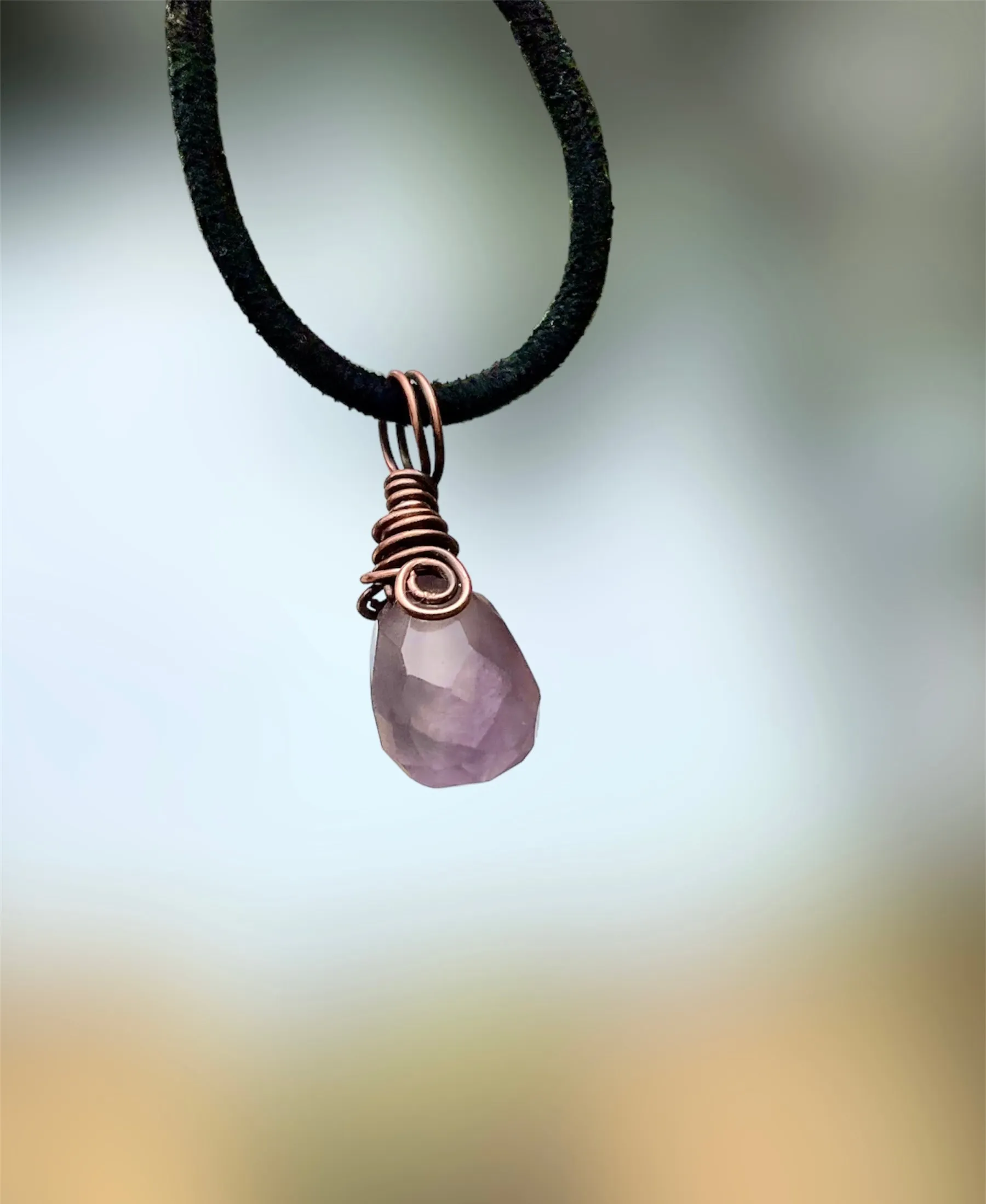 Amethyst Faceted Wire Wrapped Pendant