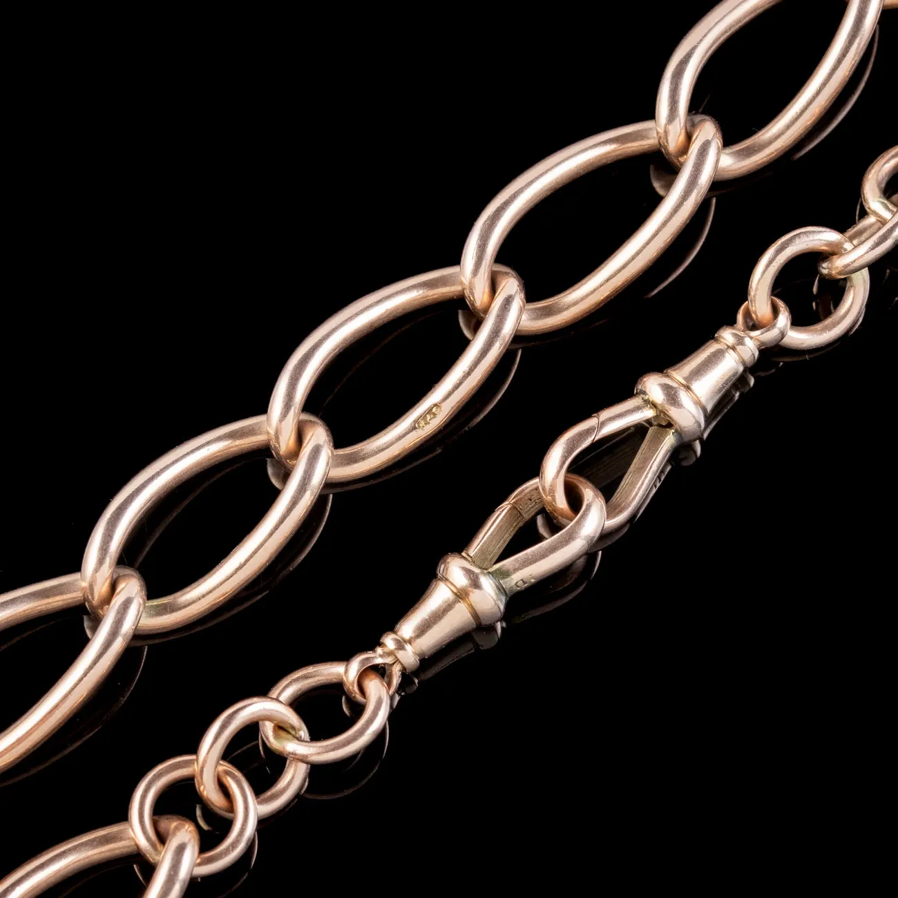 Antique Edwardian Albert Chain 9ct Rose Gold With T-Bar