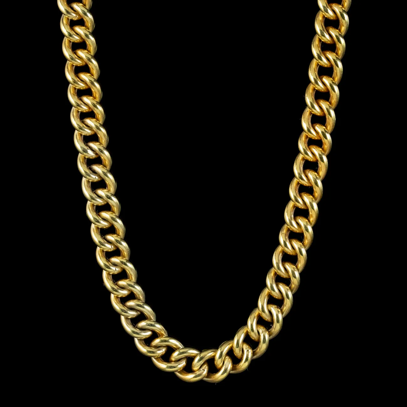 Antique Edwardian Curb Albert Chain Silver Gold Gilt Dated 1916