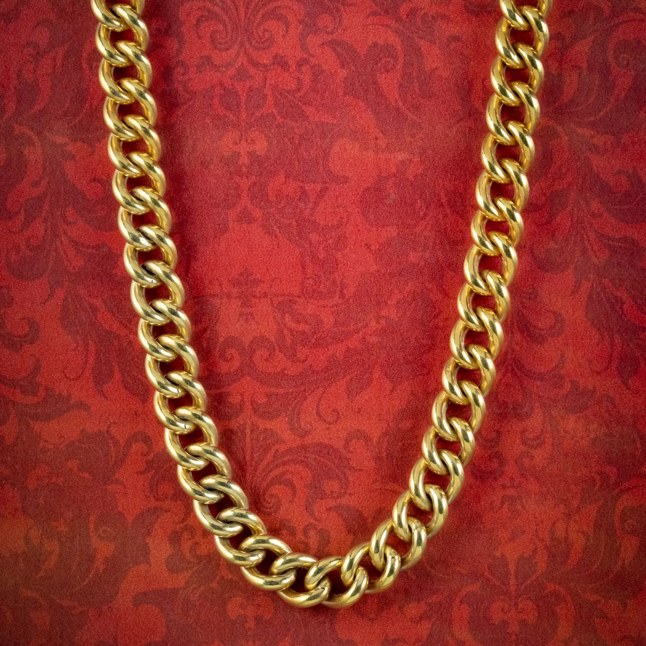 Antique Edwardian Curb Albert Chain Silver Gold Gilt Dated 1916