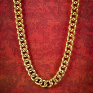 Antique Edwardian Curb Albert Chain Silver Gold Gilt Dated 1916