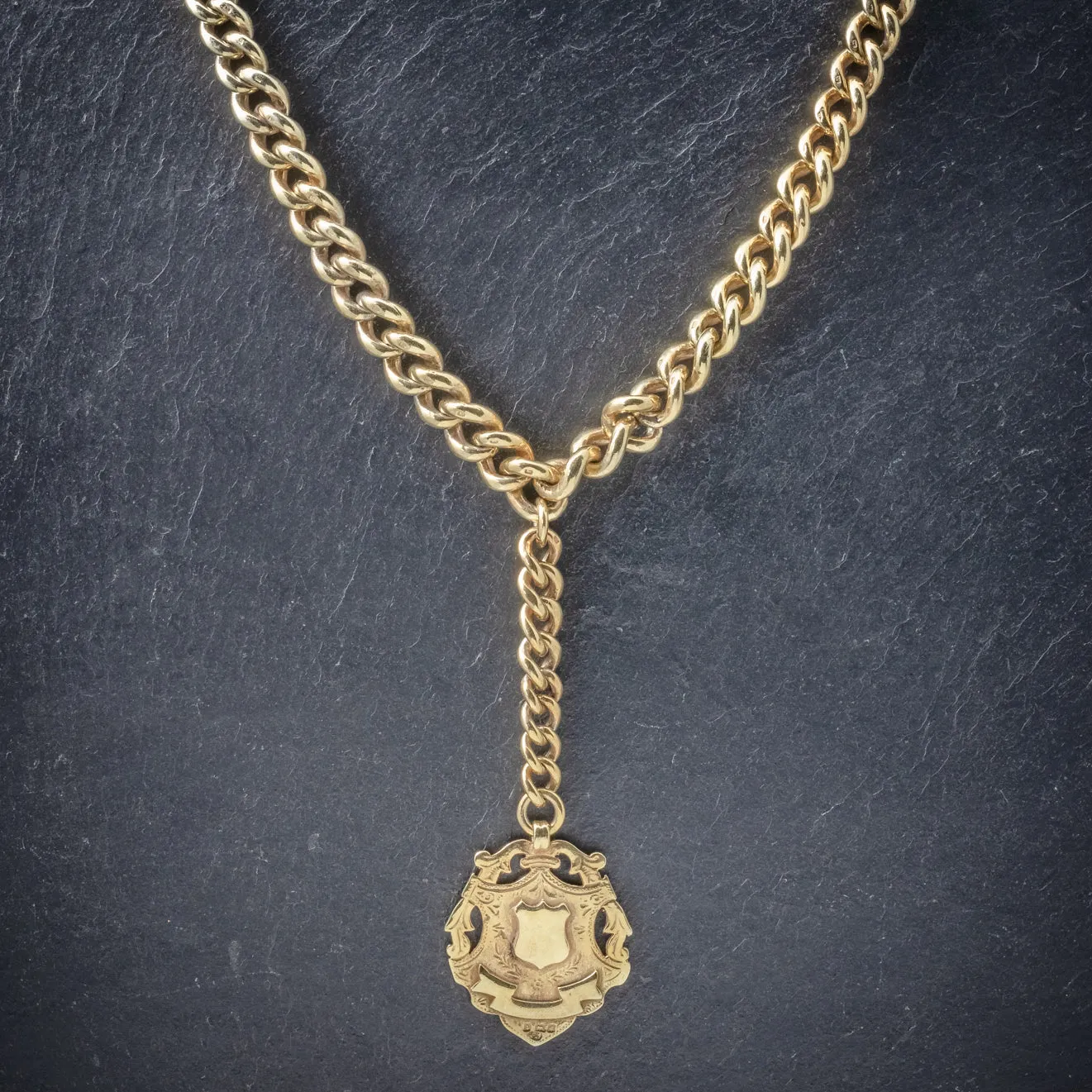 Antique Victorian Albert Chain 18Ct Gold On Silver Necklace Dated 1900