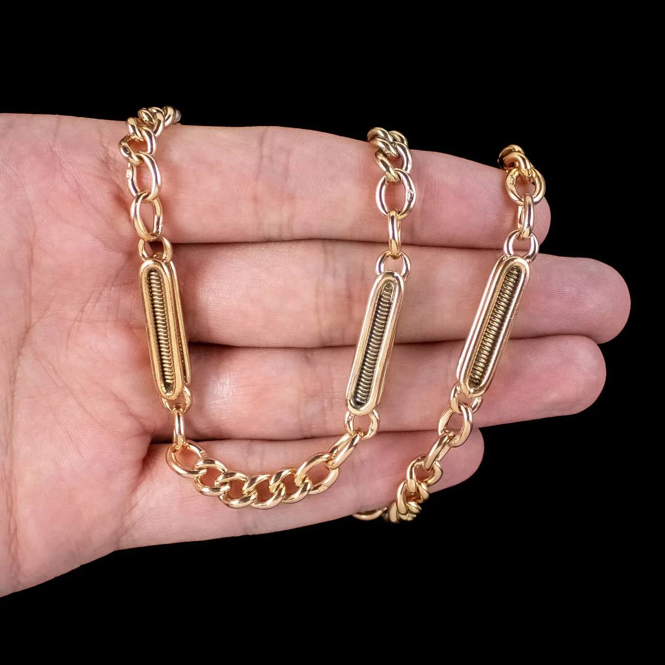 Antique Victorian Albert Curb Chain Silver 18ct Gold Gilt