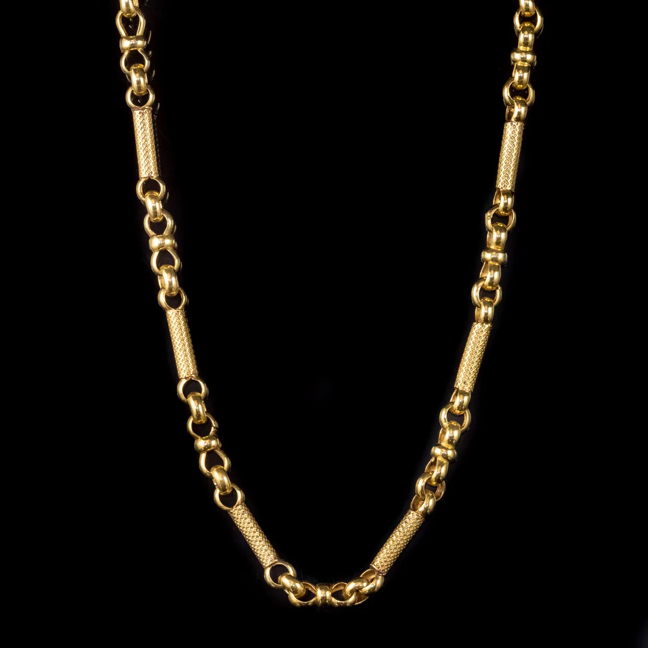 Antique Victorian Chain Necklace Sterling Silver 18ct Gold Gilt Circa 1900