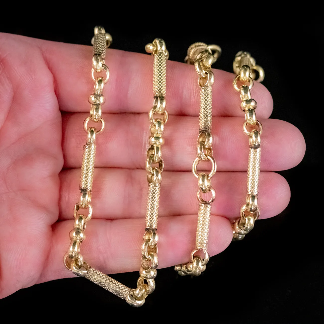 Antique Victorian Chain Necklace Sterling Silver 18ct Gold Gilt Circa 1900