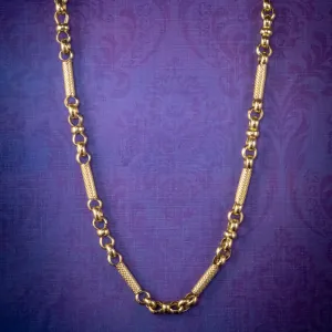 Antique Victorian Chain Necklace Sterling Silver 18ct Gold Gilt Circa 1900