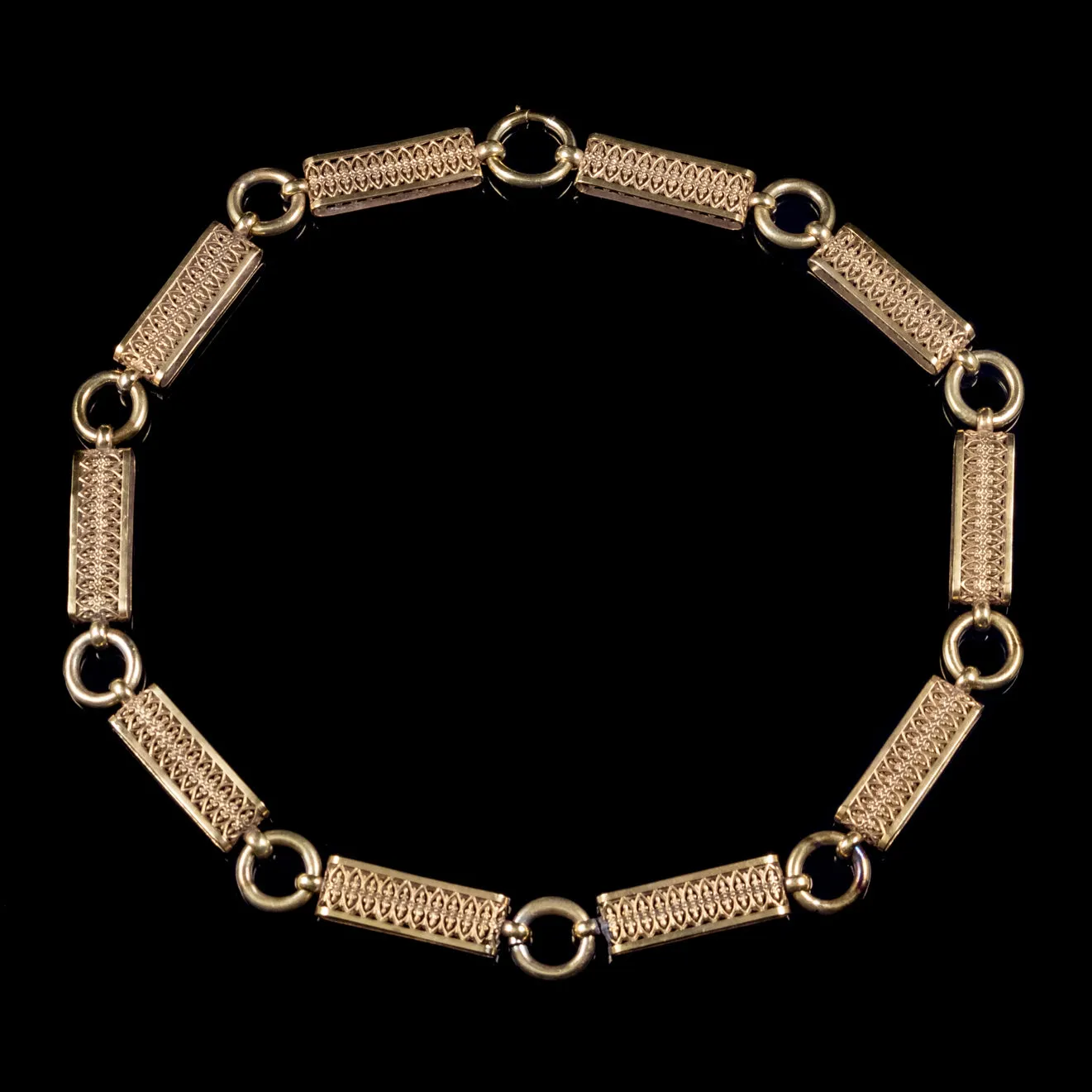 Antique Victorian Collar 18Ct Gold On Silver Necklace Circa 1880