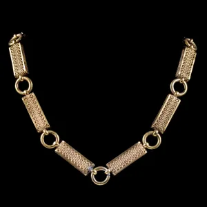 Antique Victorian Collar 18Ct Gold On Silver Necklace Circa 1880