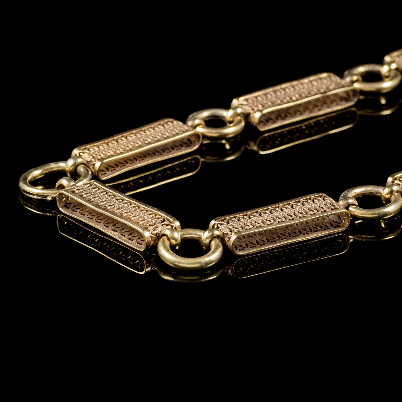 Antique Victorian Collar 18Ct Gold On Silver Necklace Circa 1880