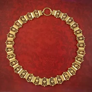 Antique Victorian Collar Necklace Sterling Silver 18ct Gold Gilt