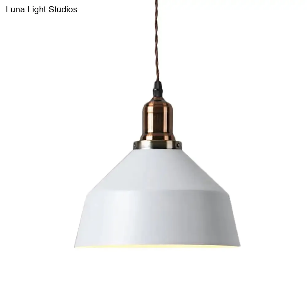 Barn Shade Pendant Light: Industrial Metallic Coffee Shop Fixture, 1 Light, White Ceiling